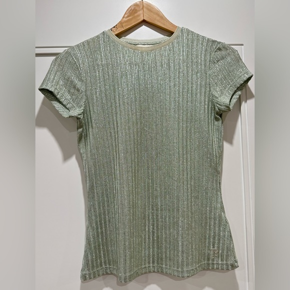 Metallic Ted baker sage shimmer striped short sleeve tee - Picture 2 of 8